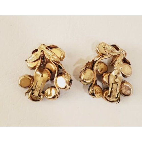 Vintage Signed Napier Rare Rhinestones  Runway Statement Leaves Earrings - Picture 3 of 7